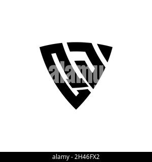 QJ Monogram logo letter with triangle shield shape style design isolated on white background. Triangle monogram logo, shield monogram logo, triangle s Stock Vector