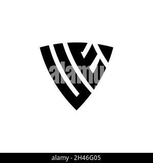 UE Monogram logo letter with triangle shield shape style design isolated on white background. Triangle monogram logo, shield monogram logo, triangle s Stock Vector