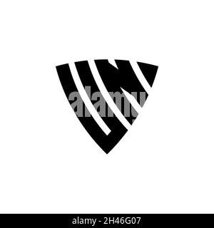 UN Monogram logo letter with triangle shield shape style design isolated on white background. Triangle monogram logo, shield monogram logo, triangle s Stock Vector