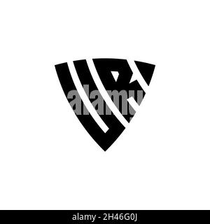 UR Monogram logo letter with triangle shield shape style design isolated on white background. Triangle monogram logo, shield monogram logo, triangle s Stock Vector