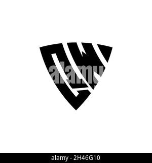QW Monogram logo letter with triangle shield shape style design isolated on white background. Triangle monogram logo, shield monogram logo, triangle s Stock Vector