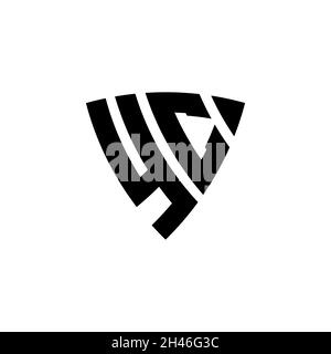 YC Monogram logo letter with triangle shield shape style design isolated on white background. Triangle monogram logo, shield monogram logo, triangle s Stock Vector