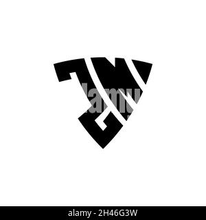 ZM Monogram logo letter with triangle shield shape style design isolated on white background. Triangle monogram logo, shield monogram logo, triangle s Stock Vector