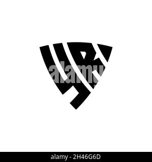 YR Monogram logo letter with triangle shield shape style design isolated on white background. Triangle monogram logo, shield monogram logo, triangle s Stock Vector