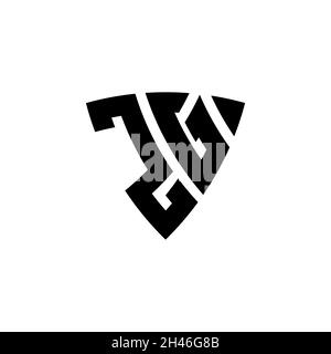 ZG Monogram logo letter with triangle shield shape style design isolated on white background. Triangle monogram logo, shield monogram logo, triangle s Stock Vector