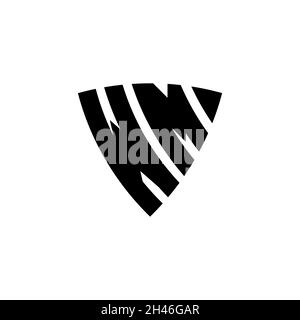 WM Monogram logo letter with triangle shield shape style design isolated on white background. Triangle monogram logo, shield monogram logo, triangle s Stock Vector