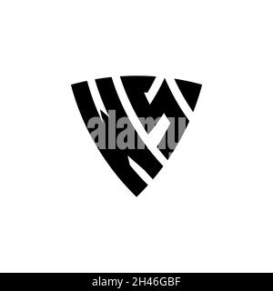 WS Monogram logo letter with triangle shield shape style design isolated on white background. Triangle monogram logo, shield monogram logo, triangle s Stock Vector