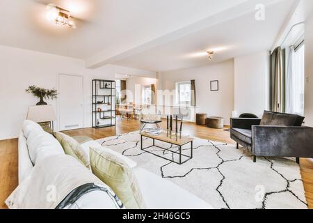 Snug living room with wonderful furniture in elegant house Stock Photo
