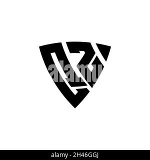 QZ Monogram logo letter with triangle shield shape style design isolated on white background. Triangle monogram logo, shield monogram logo, triangle s Stock Vector