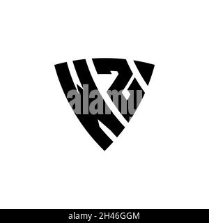WZ Monogram logo letter with triangle shield shape style design isolated on white background. Triangle monogram logo, shield monogram logo, triangle s Stock Vector