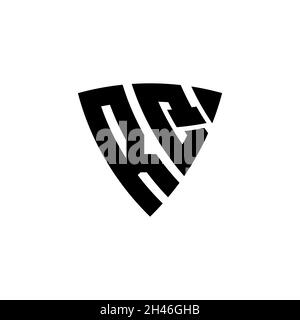 RQ Monogram logo letter with triangle shield shape style design isolated on white background. Triangle monogram logo, shield monogram logo, triangle s Stock Vector