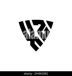 XZ Monogram logo letter with triangle shield shape style design isolated on white background. Triangle monogram logo, shield monogram logo, triangle s Stock Vector