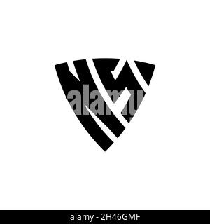 NS Monogram logo letter with triangle shield shape style design isolated on white background. Triangle monogram logo, shield monogram logo, triangle s Stock Vector