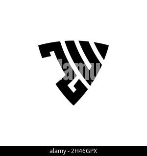 ZU Monogram logo letter with triangle shield shape style design isolated on white background. Triangle monogram logo, shield monogram logo, triangle s Stock Vector
