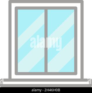 Double white window, illustration, vector, on a white background. Stock Vector