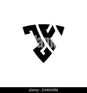 ZF Monogram logo letter with triangle shield shape style design isolated on white background. Triangle monogram logo, shield monogram logo, triangle s Stock Vector