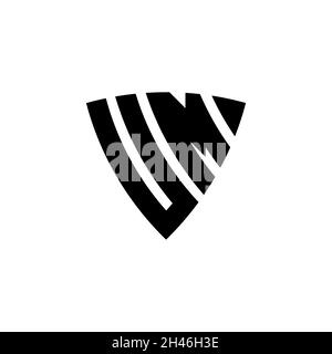UM Monogram logo letter with triangle shield shape style design isolated on white background. Triangle monogram logo, shield monogram logo, triangle s Stock Vector