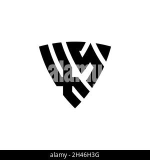 XS Monogram logo letter with triangle shield shape style design isolated on white background. Triangle monogram logo, shield monogram logo, triangle s Stock Vector