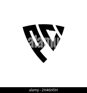 PC Monogram logo letter with triangle shield shape style design isolated on white background. Triangle monogram logo, shield monogram logo, triangle s Stock Vector