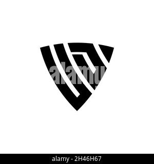 UD Monogram logo letter with triangle shield shape style design isolated on white background. Triangle monogram logo, shield monogram logo, triangle s Stock Vector