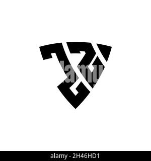 ZZ Monogram logo letter with triangle shield shape style design isolated on white background. Triangle monogram logo, shield monogram logo, triangle s Stock Vector