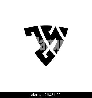 ZS Monogram logo letter with triangle shield shape style design isolated on white background. Triangle monogram logo, shield monogram logo, triangle s Stock Vector