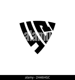 YQ Monogram logo letter with triangle shield shape style design isolated on white background. Triangle monogram logo, shield monogram logo, triangle s Stock Vector