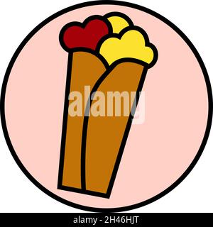 Fast food burrito, illustration, vector, on a white background. Stock Vector