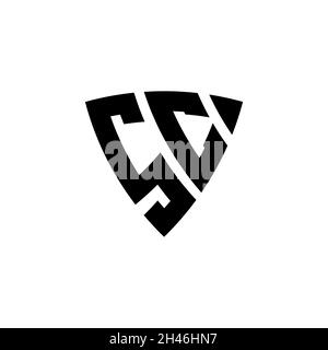SC Monogram logo letter with triangle shield shape style design isolated on white background. Triangle monogram logo, shield monogram logo, triangle s Stock Vector