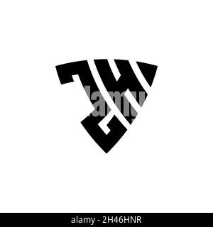ZH Monogram logo letter with triangle shield shape style design isolated on white background. Triangle monogram logo, shield monogram logo, triangle s Stock Vector