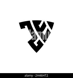 ZE Monogram logo letter with triangle shield shape style design isolated on white background. Triangle monogram logo, shield monogram logo, triangle s Stock Vector