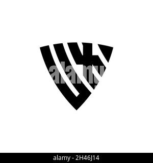 UX Monogram logo letter with triangle shield shape style design isolated on white background. Triangle monogram logo, shield monogram logo, triangle s Stock Vector