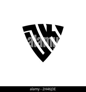 DK Monogram logo letter with triangle shield shape style design isolated on white background. Triangle monogram logo, shield monogram logo, triangle s Stock Vector