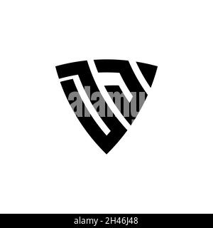 DJ Monogram logo letter with triangle shield shape style design isolated on white background. Triangle monogram logo, shield monogram logo, triangle s Stock Vector