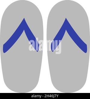 Grey flipflops, illustration, vector, on a white background. Stock Vector