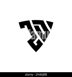 ZD Monogram logo letter with triangle shield shape style design isolated on white background. Triangle monogram logo, shield monogram logo, triangle s Stock Vector