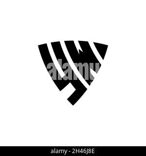 YW Monogram logo letter with triangle shield shape style design isolated on white background. Triangle monogram logo, shield monogram logo, triangle s Stock Vector