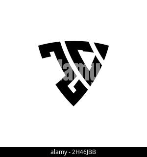 ZC Monogram logo letter with triangle shield shape style design isolated on white background. Triangle monogram logo, shield monogram logo, triangle s Stock Vector