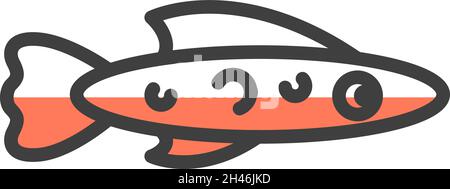 Long red fish, illustration, vector, on a white background. Stock Vector