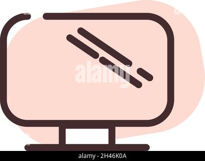 Computer monitor, illustration, vector, on a white background. Stock Vector
