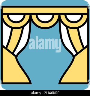 Yellow curtain, illustration, vector, on a white background. Stock Vector