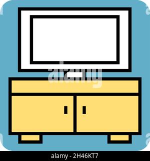 Yellow TV stand, illustration, vector, on a white background. Stock Vector