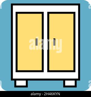 Yellow wardrobe, illustration, vector, on a white background. Stock Vector