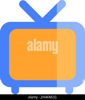 Old blue tv, illustration, vector, on a white background. Stock Vector