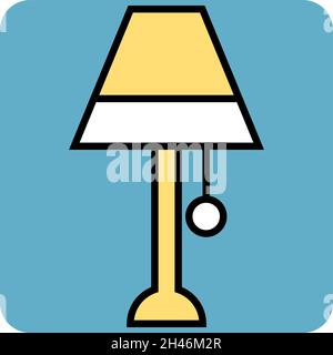 Bedside table lamp, illustration, vector, on a white background. Stock Vector
