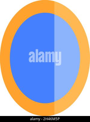 Yellow circle mirror, illustration, vector, on a white background. Stock Vector