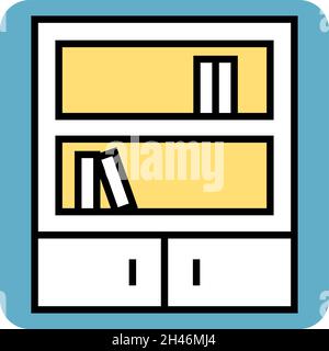 Yellow bookcase, illustration, vector, on a white background. Stock Vector