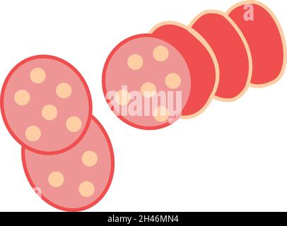 Sliced sausage, illustration, vector, on a white background. Stock Vector