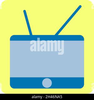 Old blue TV, illustration, vector, on a white background. Stock Vector