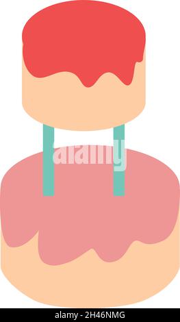 Two level cake, illustration, vector, on a white background. Stock Vector